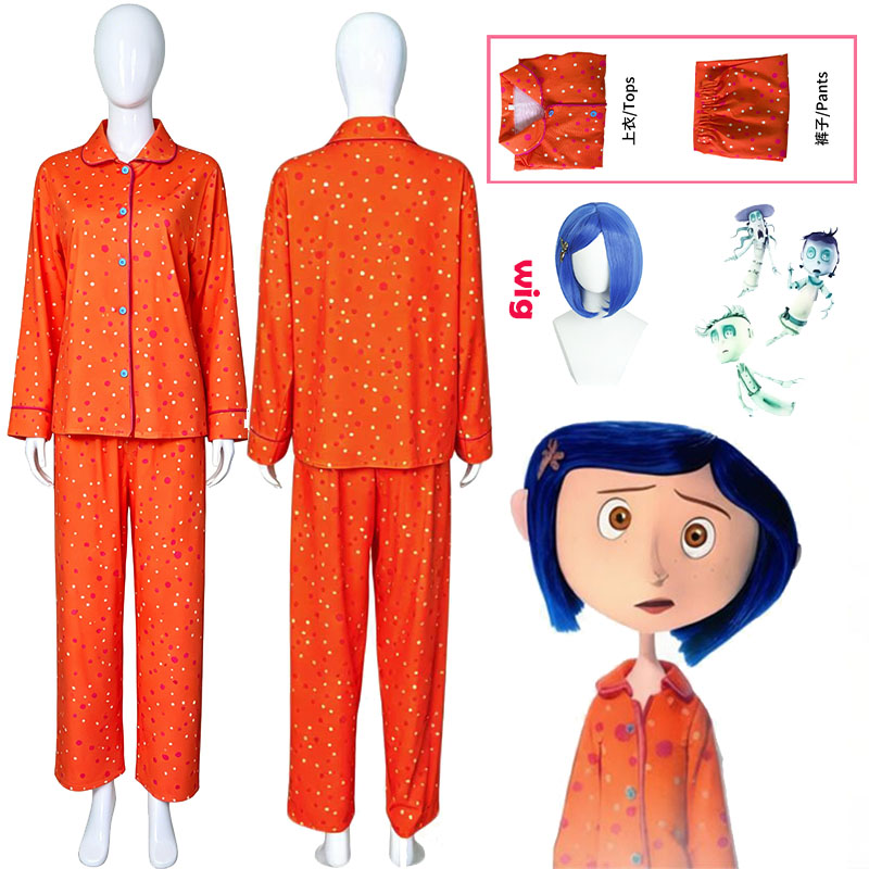 Cosplay Prop Making - Movie Coraline Cosplay Pajamas Costume Orange