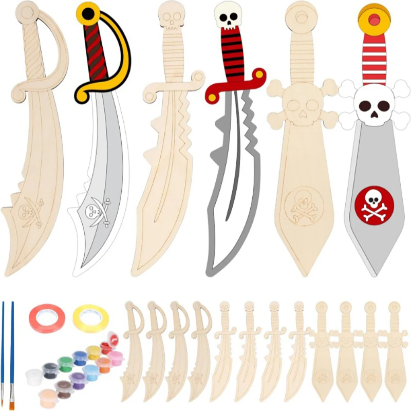 16pcs Kids Wooden Pirate Theme – обзор и цена Cosplay Prop Painting